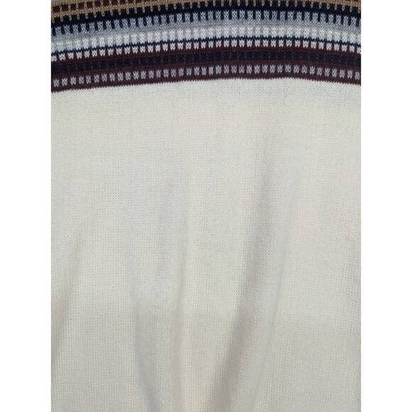 Andrew St. John Sweater Women’s Large Gray White with Stripe Acrylic Vintage - Picture 5 of 7